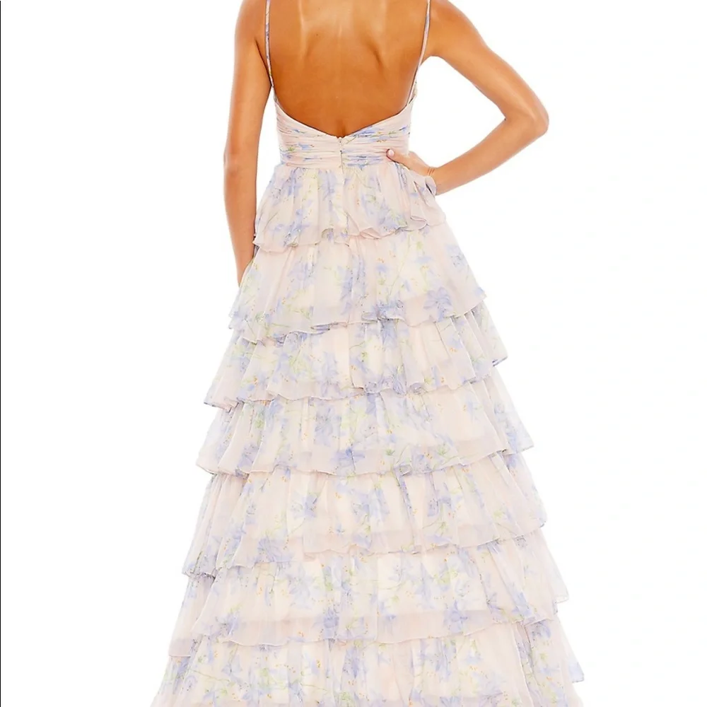 Mac Duggal Ieena Floral Chiffon Ballgown - Picture 3 of 7